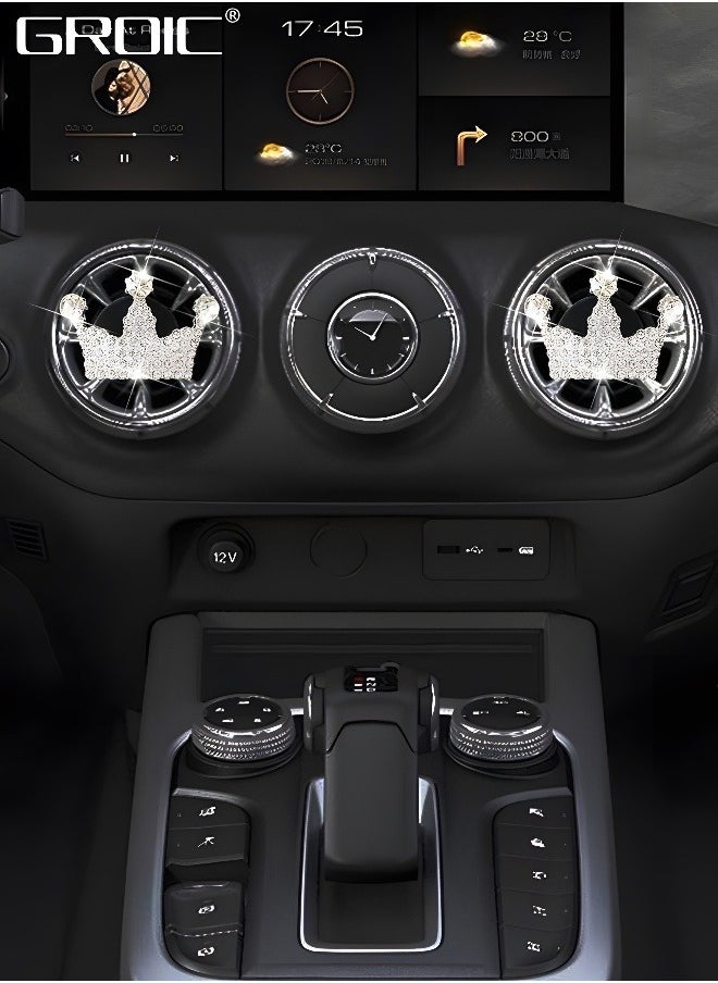 GROIC 2 Pcs Bling Crown Air Vent Clips, Crystal Crown Car Air Fresheners Vent Clips,Car Diffuser Vent Clip Bling Car Decoration Car Interior Decor Cute Car Interior Decor Bling Car Accessories  - Image 2