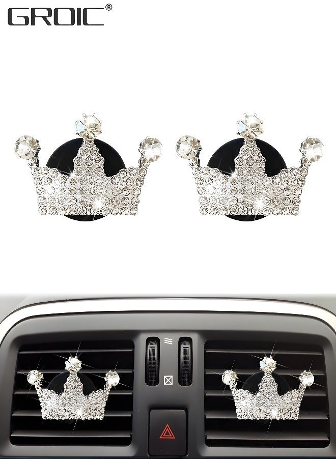 GROIC 2 Pcs Bling Crown Air Vent Clips, Crystal Crown Car Air Fresheners Vent Clips,Car Diffuser Vent Clip Bling Car Decoration Car Interior Decor Cute Car Interior Decor Bling Car Accessories  - Image 1