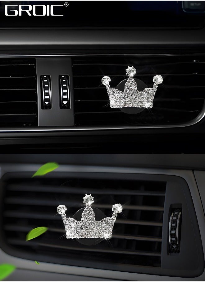 GROIC 2 Pcs Bling Crown Air Vent Clips, Crystal Crown Car Air Fresheners Vent Clips,Car Diffuser Vent Clip Bling Car Decoration Car Interior Decor Cute Car Interior Decor Bling Car Accessories  - Image 3