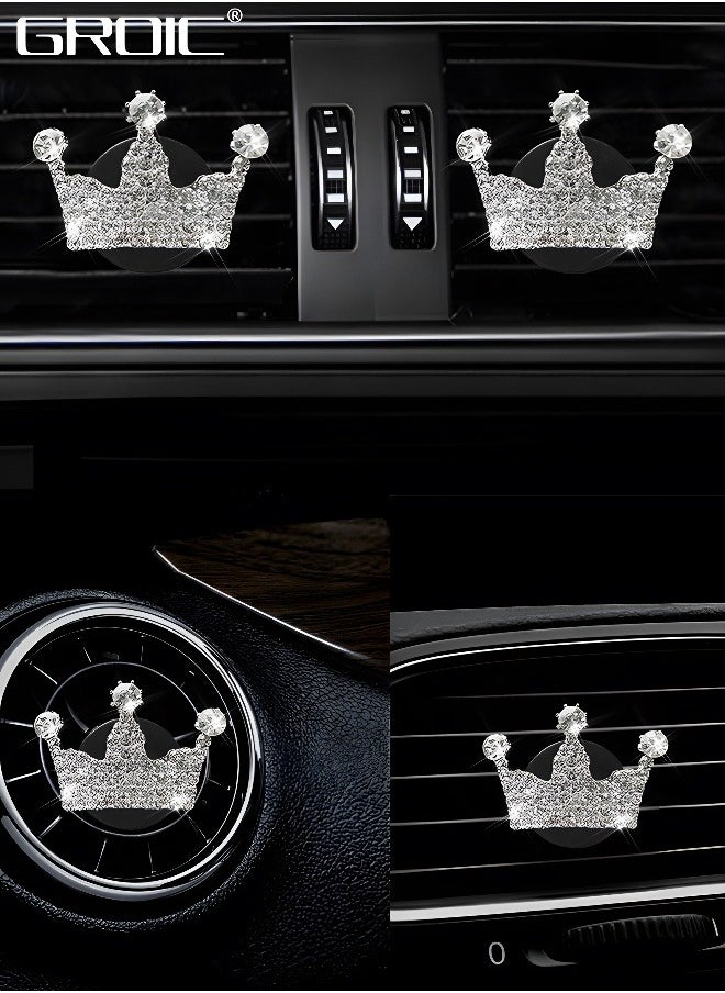 GROIC 2 Pcs Bling Crown Air Vent Clips, Crystal Crown Car Air Fresheners Vent Clips,Car Diffuser Vent Clip Bling Car Decoration Car Interior Decor Cute Car Interior Decor Bling Car Accessories  - Image 4