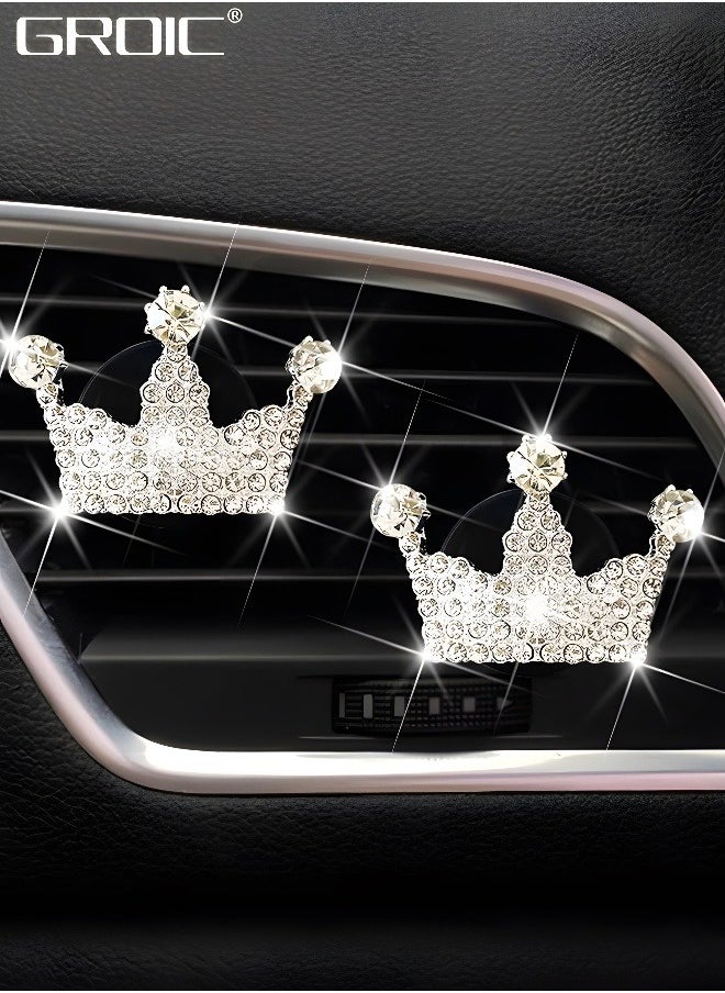 GROIC 2 Pcs Bling Crown Air Vent Clips, Crystal Crown Car Air Fresheners Vent Clips,Car Diffuser Vent Clip Bling Car Decoration Car Interior Decor Cute Car Interior Decor Bling Car Accessories  - Image 5