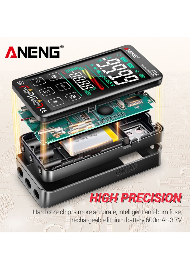 ANENG - 621A Touch Screen Intelligent Digital Multimeter 9999 Counts Auto Range Rechargeable Portable NCV Universal Meter Voltmeter Ammeter Black - Image 1