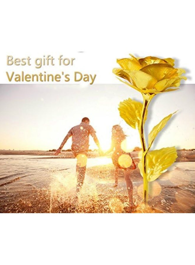ALLOMN 24K Golden Rose ALLOMN Long Stem Real Rose Dipped in Gold with Gift Box Best Mothers Day Gift Blue - Image 2