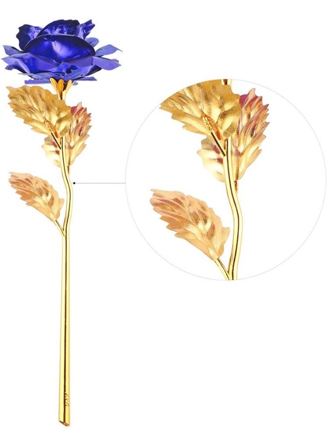 ALLOMN 24K Golden Rose ALLOMN Long Stem Real Rose Dipped in Gold with Gift Box Best Mothers Day Gift Blue - Image 4