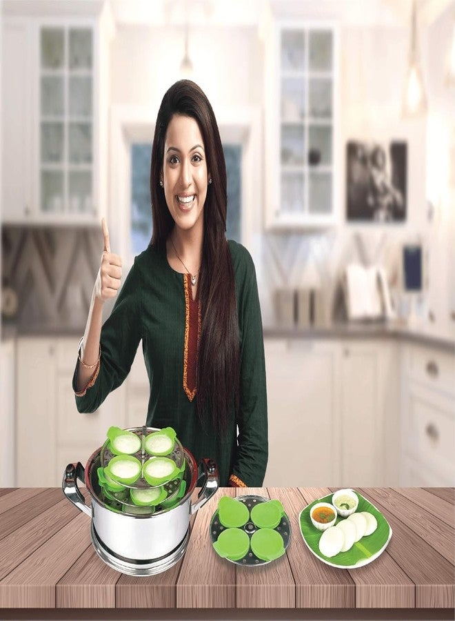 Bhuma™ Silicone Idli Maker Cup 1 Set - Premium Silicone Idli - Dhokla Maker Reusable Cup Green Color Multipurpose Dhokla Maker,Cupcake,Muffin Maker,Non -Stick,Perfect round shaped Idlis Food Grade (1 Set- 8Pc's) - Image 3