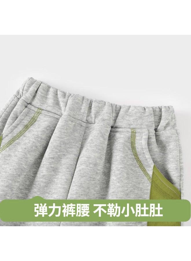 Badibadi Autumn And Winter Baby Boy Sweatpants, Elastic Ankle, Loose-fitting Sports Casual Comfortable Versatile, Floral Gray, Size 110 - Image 3