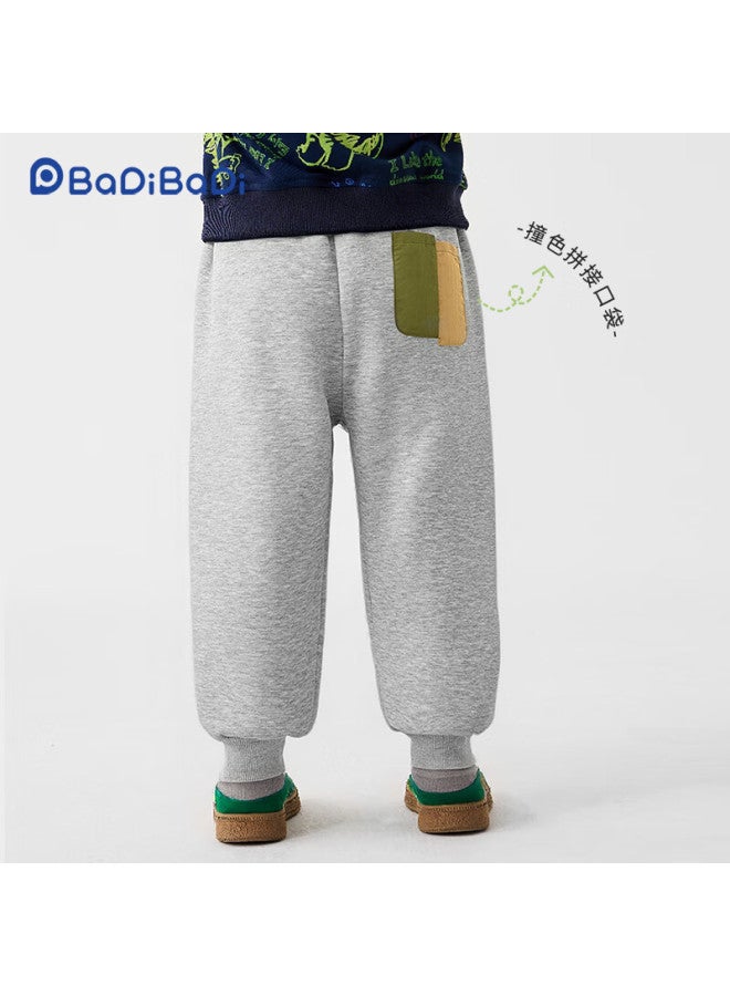 Badibadi Autumn And Winter Baby Boy Sweatpants, Elastic Ankle, Loose-fitting Sports Casual Comfortable Versatile, Floral Gray, Size 110 - Image 2