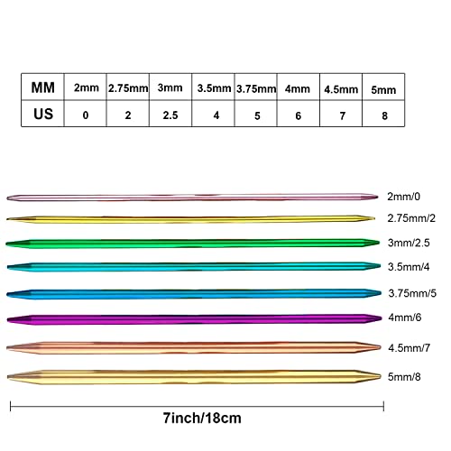Weabetfu Aluminum Double Pointed Knitting Needles Colored Metal Knitting Needle 7-inch(18cm) Length for Handmade DIY Knitting Yarn Projects,US Size 2.5(3mm) - Image 3