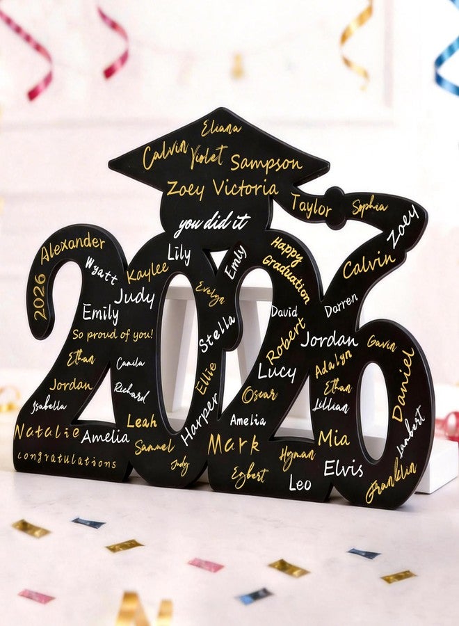 kockuu 2026 Wood Signs Graduation Decorations, Black Graduation Guest Book Signature Board Wood Signs Party Decor for Grad Photo Props Congrats Party Supplies - Image 1