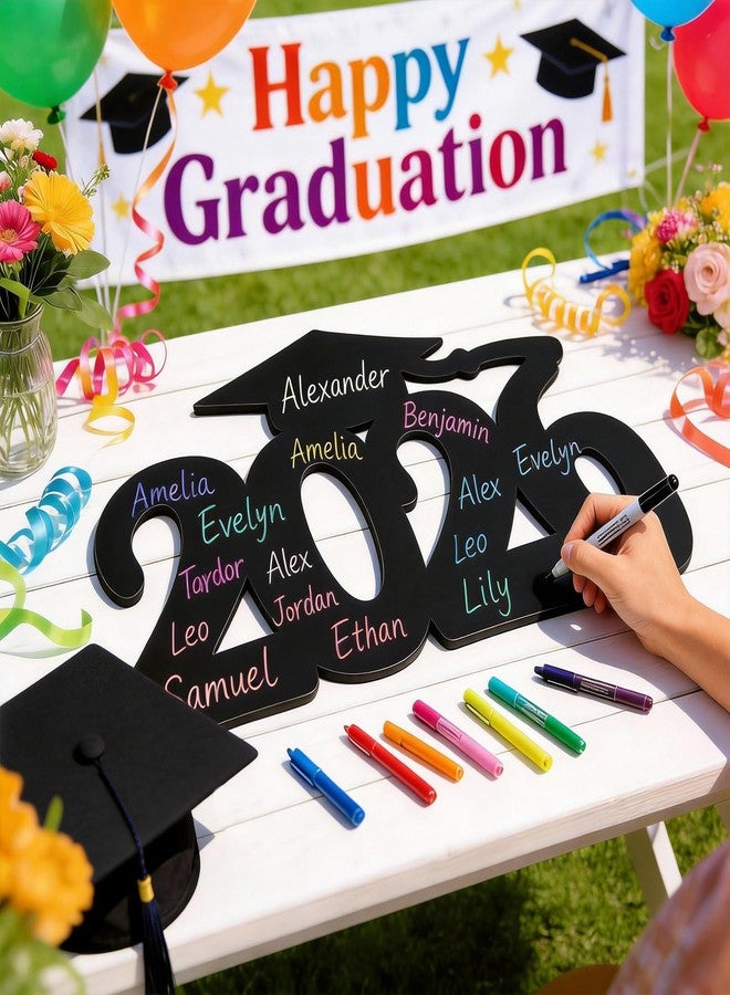 kockuu 2026 Wood Signs Graduation Decorations, Black Graduation Guest Book Signature Board Wood Signs Party Decor for Grad Photo Props Congrats Party Supplies - Image 2