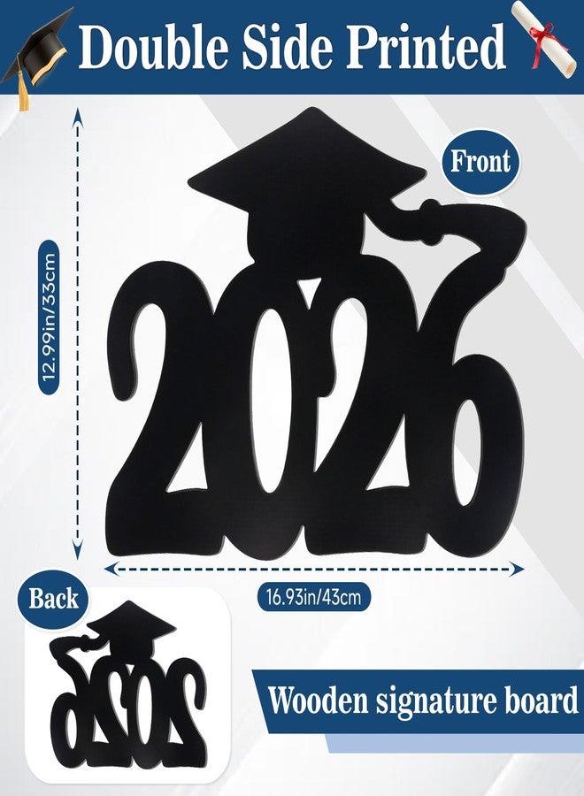 kockuu 2026 Wood Signs Graduation Decorations, Black Graduation Guest Book Signature Board Wood Signs Party Decor for Grad Photo Props Congrats Party Supplies - Image 3