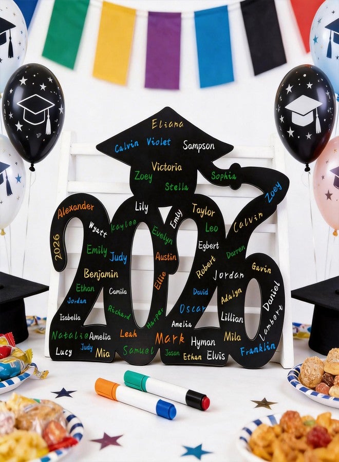 kockuu 2026 Wood Signs Graduation Decorations, Black Graduation Guest Book Signature Board Wood Signs Party Decor for Grad Photo Props Congrats Party Supplies - Image 5