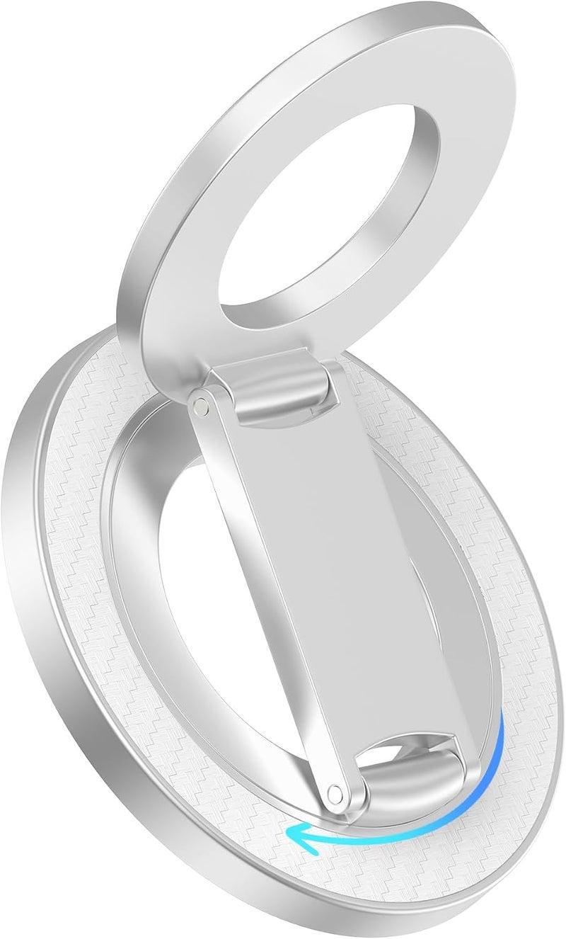 AILKIN Magnetic Phone Ring Holder with Dual-Side Magnets, 360° Rotating Stand, MagSafe Grip Ring Stand Magnetic Kickstand for iPhone 17 16 15 14 13 12, Android, Cell Phone Grip for Desk, Car, Office-Silver - Image 1