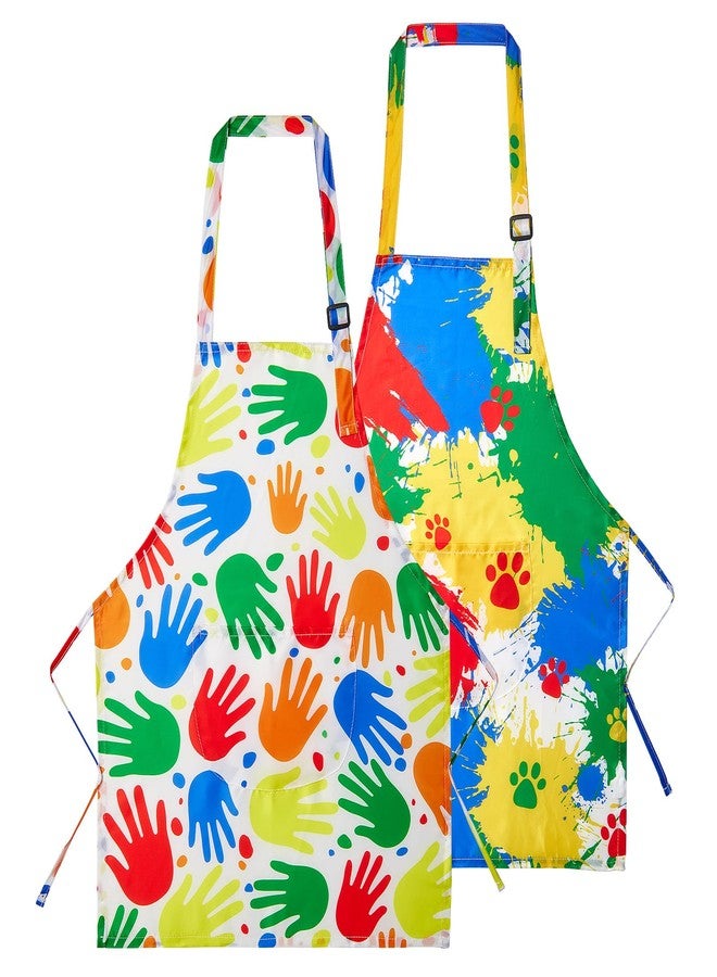 Lictin 2 Pack Kids Apron for Girls Boys Art Aprons for Cooking, Waterproof Art Apron with Pockets for Kids Painting Cooking Baking (4-12 Years) - Image 1
