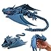 LehuoMaker 3D Printed Dragon with Wings Fidget Dragon Toys 3D Printed Animals Flexible Articulated Winged Crystal Dragon ModelHome Office Decor Desktop PetGlistem Peacock Blue - Image 3