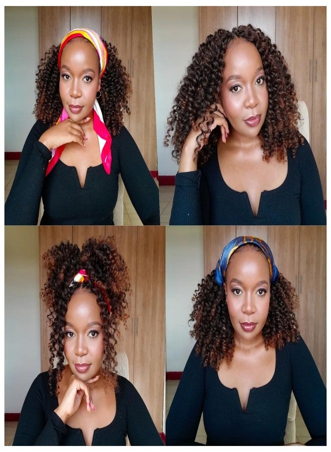 Quantum Love Kinky Curly Crochet Hair Short Marlybob Jerry Curl Ombre Brown Hair Extension for Black Women Short Passion Twist Synthetic Hair Extension (6 Pack 10 Inches) - Image 4