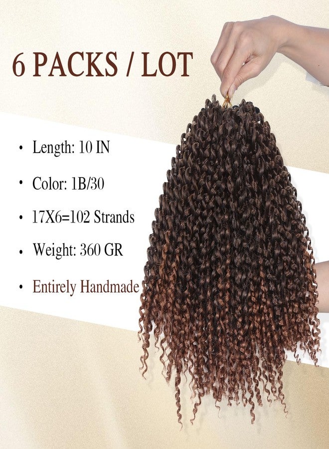 Quantum Love Kinky Curly Crochet Hair Short Marlybob Jerry Curl Ombre Brown Hair Extension for Black Women Short Passion Twist Synthetic Hair Extension (6 Pack 10 Inches) - Image 2