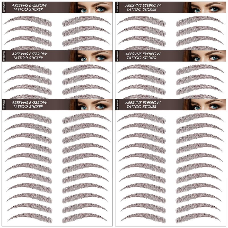 Aresvns 66 Pairs 4D Eyebrows Tattoo Brown 66 Pairs Realistic Fake EyebrowsGoodlooking Tattoo Eyebrows for women Christmas Gift