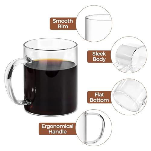 STORE 2508 Pack of 2 Microwave Safe Borosilicate Glass Tea Coffee Mug with Handle 400ml Capacity - Image 5