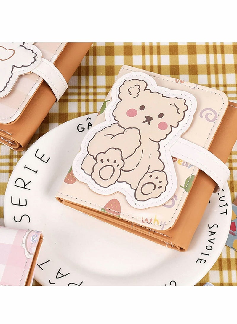 Excefore Kawaii Bear Wallet, Cute Cartoon Card Holder Girls Coin Purse Anime Key Bag Card Case Front Pocket Wallet  - Image 5