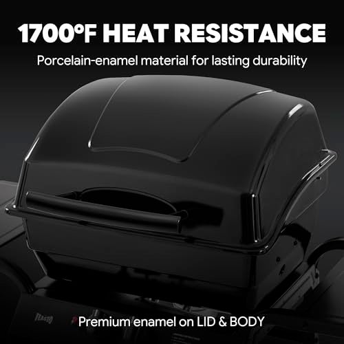 Feasto 2 Burner Propane Gas Grill with 26,500 BTUs Output, Porcelain-Enamel Main Body and Lid, Propane BBQ Grill with Warming Rack & Side Tables for Patio, Backyard, Poolside Gatherings - Image 4