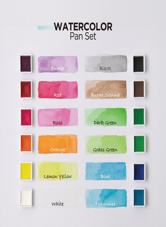 COLOUR BLOCK Watercolor Paint Set includes half pans, water brush, palettes, pad, wooden box, ideal for beginners, kids, adults, travel, gifts - Image 4