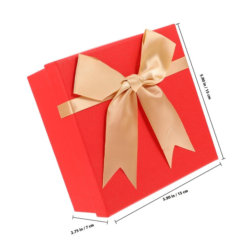صندوق حلوى زخرفي أحمر مع غطاء 15x15x7 سم لحفلات الزفاف وأعياد الميلاد والمناسبات الخاصة - Image 3