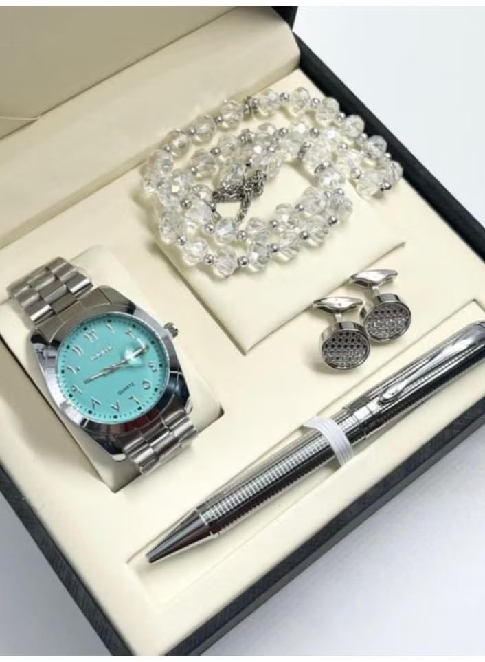 ريفولي طقم ساعه مكونه من ازرار اكمام وكبك مع قلم