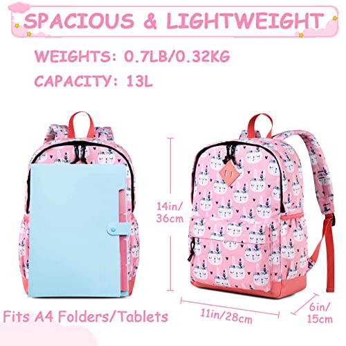 VASCHY Toddler Backpack for Girls, Cute Lightweight Water Resistant Preschool Backpack for Kindergarten Little Girls Bookbag Rabbit - Image 2