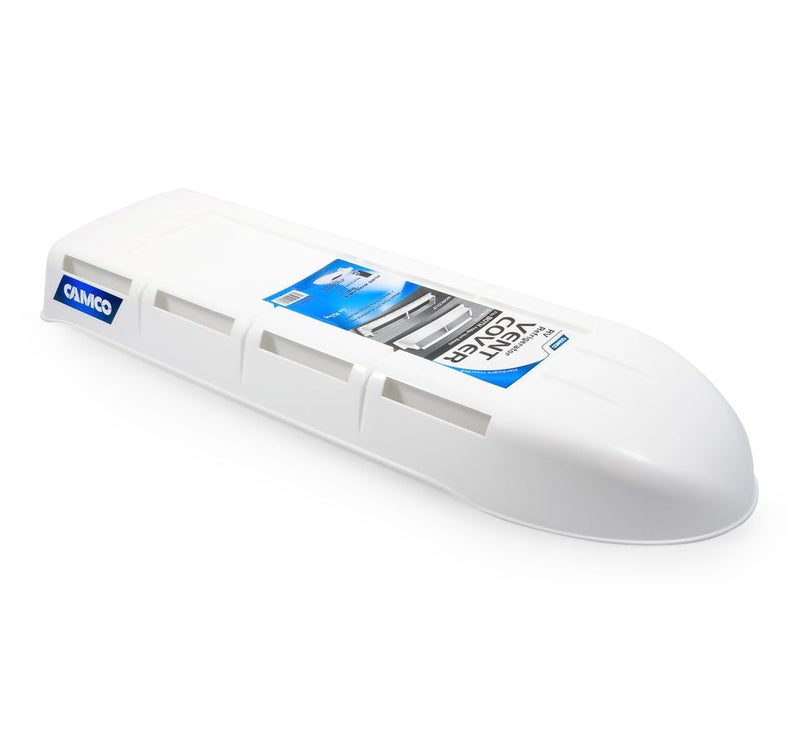Camco RV Refrigerator Vent Cover | Features a Streamlined Low-Profile Design, Easy Installation, a Heavy-Duty Plastic Construction, and is Compatible with Dometic and Norcold Bases (21019),White