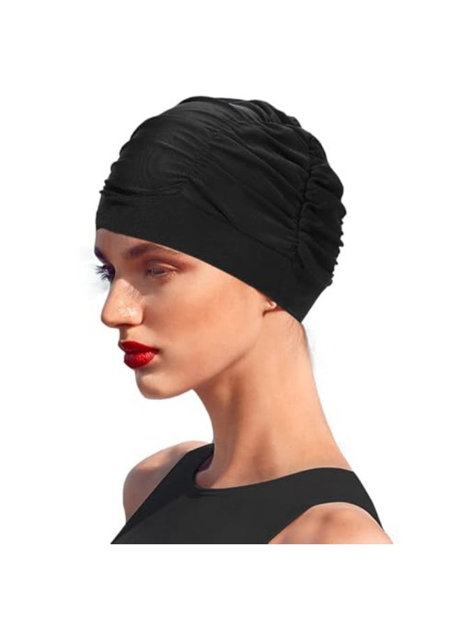 LAMAY Women Swimming Cap - Satin-Spandex Blend, Elastic Latex Edge for Secure Fit - Image 1