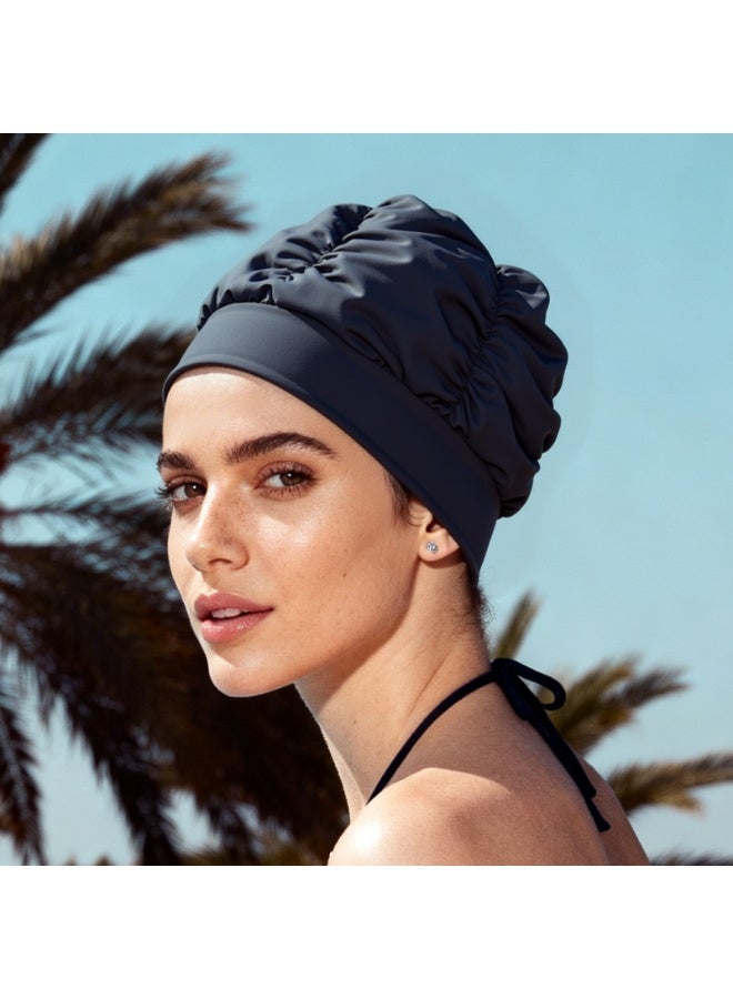 LAMAY Women Swimming Cap - Satin-Spandex Blend, Elastic Latex Edge for Secure Fit - Image 3