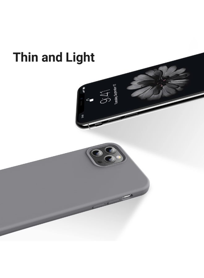 جراب متوافق مع iPhone 11 Pro Max مقاس 6.5 بوصة، جراب هاتف نحيف من السيليكون السائل مكون من 4 طبقات من المطاط الهلامي الناعم المقاوم للصدمات مع بطانة من الألياف الدقيقة المضادة للخدش (رمادي فاتح) - Image 4