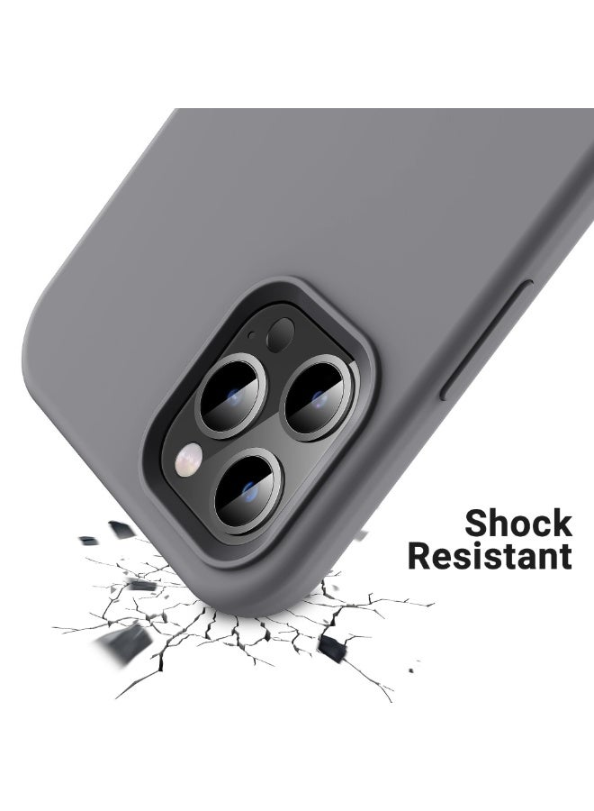 جراب متوافق مع iPhone 11 Pro Max مقاس 6.5 بوصة، جراب هاتف نحيف من السيليكون السائل مكون من 4 طبقات من المطاط الهلامي الناعم المقاوم للصدمات مع بطانة من الألياف الدقيقة المضادة للخدش (رمادي فاتح) - Image 3