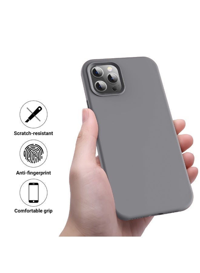 جراب متوافق مع iPhone 11 Pro Max مقاس 6.5 بوصة، جراب هاتف نحيف من السيليكون السائل مكون من 4 طبقات من المطاط الهلامي الناعم المقاوم للصدمات مع بطانة من الألياف الدقيقة المضادة للخدش (رمادي فاتح) - Image 2