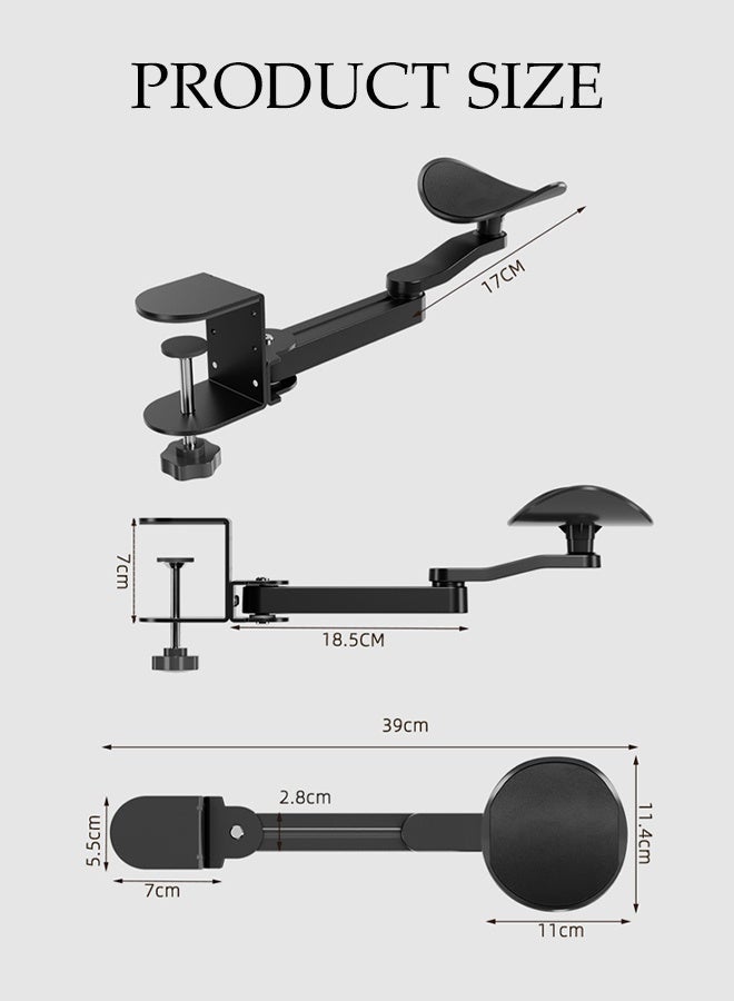 DUNISO Computer Arm Rest,360° Adjustable Swivel Extender Tray,Ergonomic Foldable Elbow Rest,Easy to Install, Strong Load-Bearing Capacity,for Couch Keyboards Office Chair Car Massage Table - Image 2