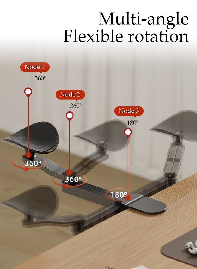 DUNISO Computer Arm Rest,360° Adjustable Swivel Extender Tray,Ergonomic Foldable Elbow Rest,Easy to Install, Strong Load-Bearing Capacity,for Couch Keyboards Office Chair Car Massage Table - Image 3