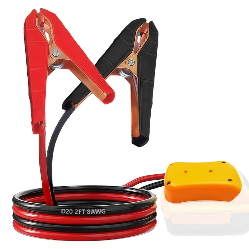 KUEDPEZ Jumper Cables for Car with Adapter for Dewalt 20V Batteries 8AWG 2FT Silicone Wire Alligator Clips Portable Automotive Jump Starter Jumper Cables for Jump Starting Car or Tool Batteries - Image 3