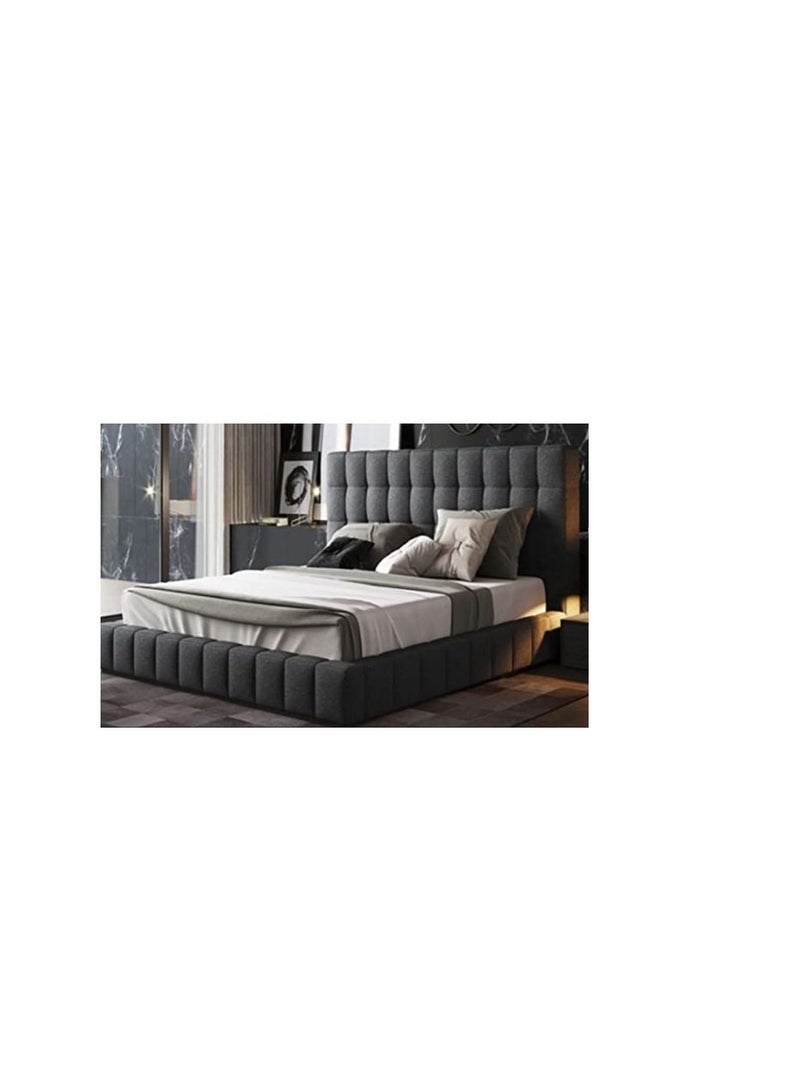 R2R FURNITURE R2R Furniture Grafton Comfort Upholstered Bed Frame with Spring Mattress Queen Size (160cm x 200cm) 