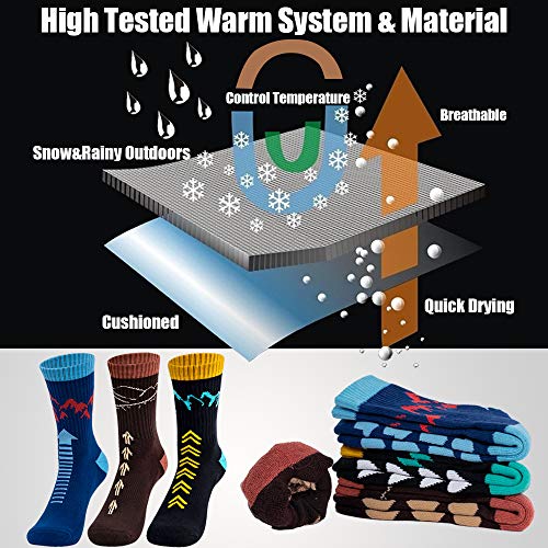 Time May Tell Mens Hiking Socks Moisture Wicking Cushion Crew Socks for Terkking,Outdoor Sports,Performance 3/4 Pack (Black,Brown,Blue (3 Pairs),US Size 6-9) - Image 5