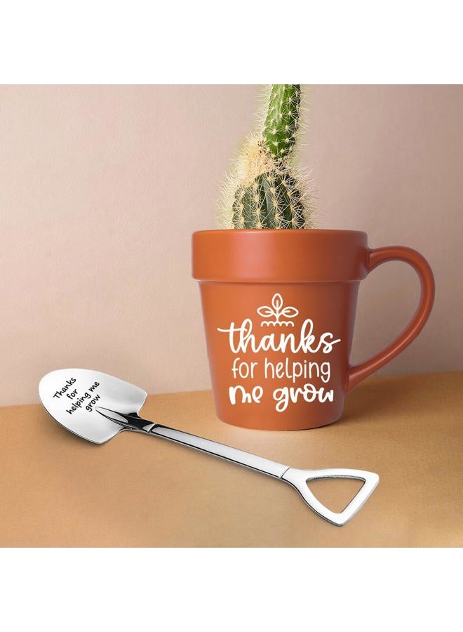 Lasimfa Teacher Appreciation Gifts, Funny Novelty Mug with Shovel Spoon, Back to School Gardening Garden Gifts for Teacher Mom, Thanks for Helping Me Grow - Image 5