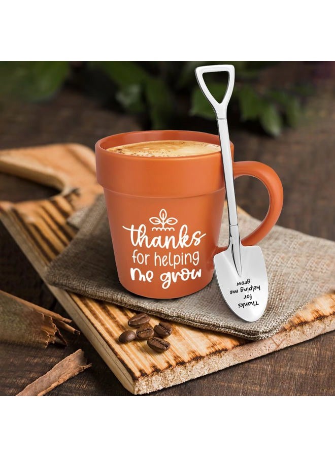 Lasimfa Teacher Appreciation Gifts, Funny Novelty Mug with Shovel Spoon, Back to School Gardening Garden Gifts for Teacher Mom, Thanks for Helping Me Grow - Image 4