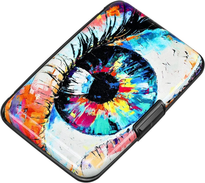 ELFISH RFID Blocking Credit Card Protector Aluminum ID Case Hard Shell Business Card Holders Metal Wallet for Men or Women (Big Eye) - Image 1