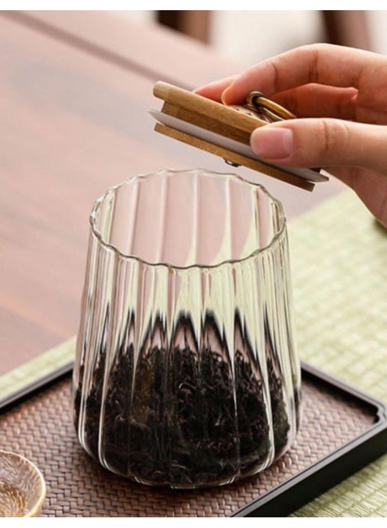 1Chase 600 ML Borosilicate Glass Food Storage Jar With Airtight Bamboo Lid and Metal Handle,  To Store Tea, Coffee Beans, Candy, Spices, Biscuits etc, Conical Shape - Image 5
