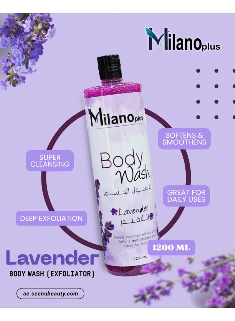 Milano Plus Body Wash With Granules For Better Exfoliation And Deep Cleansing Lavender 1200ml - Image 2