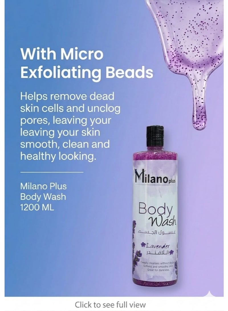Milano Plus Body Wash With Granules For Better Exfoliation And Deep Cleansing Lavender 1200ml - Image 3