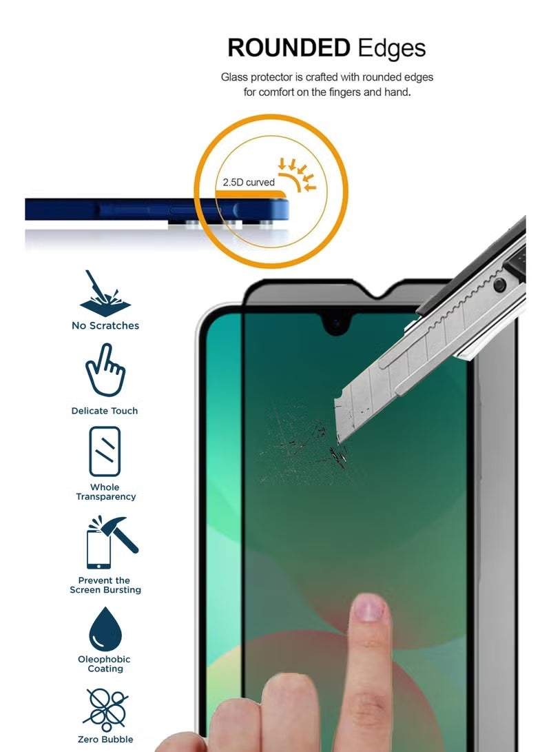 يويو تيك واقي شاشة لهاتف Samsung Galaxy A26 5G (إصدار 2025) مصنوع من الزجاج المقسى (Tempered Glass) بصلابة 9H، يتميز بخصائص حماية الخصوصية (مضاد للتجسس) ووضوح عالٍ (HD) ومقاومة للخدش. - Image 3
