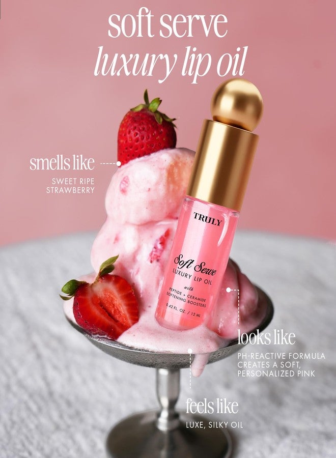 Truly Beauty Soft Serve Luxury Peptide Lip Oil | Moisturizing Plump Formula with Peptides, Vitamin E & Ceramides | Softens Dry, Chapped Lips & Restores Smoothness | Non-Sticky, Glossy Finish - Image 2