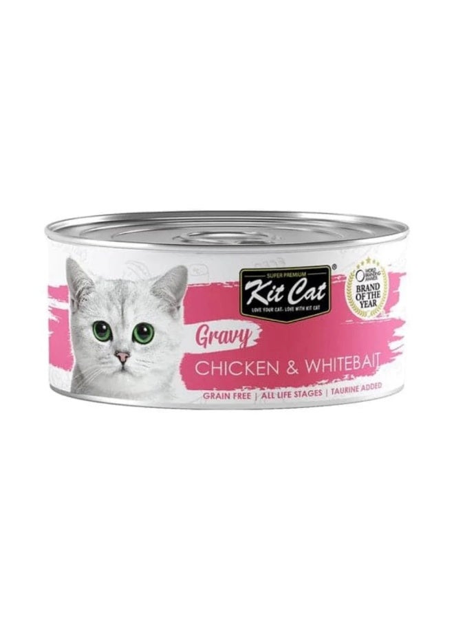 كيت كات طعام رطب للقطط من كيت كات بنكهة الدجاج والسمك الأبيض 70 جرام - Image 1