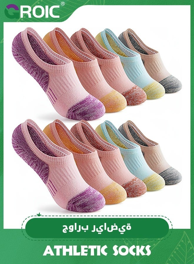 GROIC 5 Pack Running Ankle Socks, Women's Athletic Sport Socks Cushioned, Ankle Running Socks Cushioned Low Cut Tab Athletic Socks, Women's Running Socks Cushioned - Image 1